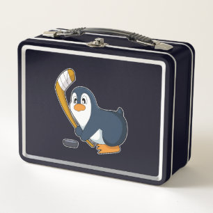 Penguin Ice hockey Ice hockey stick Metal Lunch Box