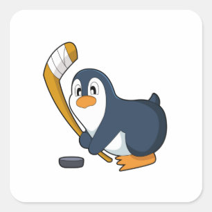 Penguin Ice hockey Ice hockey stick Square Sticker