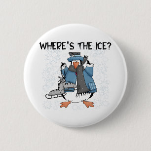 Penguin Ice Skating 6 Cm Round Badge