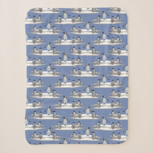 Penguin Iceberg Party Sherpa Blanket (Blue)