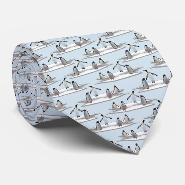 Penguin Iceberg Party Tie Double Sided(Light Blue) (Rolled)