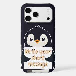 Penguin illustration holding customizable sign