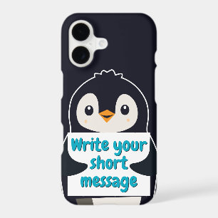 Penguin illustration holding customizable sign