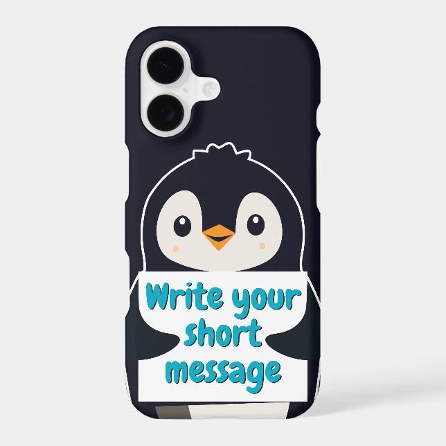 Penguin illustration holding customizable sign (Back)