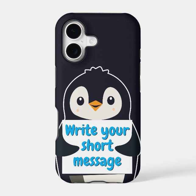 Penguin illustration holding customizable sign (Back)