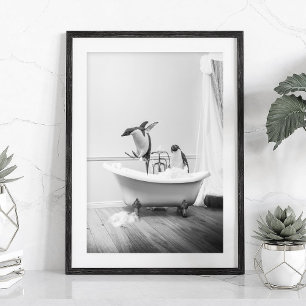 Penguin in a bathtub Poster