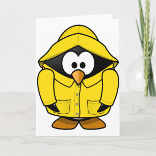 Penguin In A Raincoat Greeting Cards