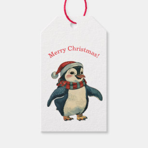 PENGUIN IN A SANTA HAT GIFT TAG