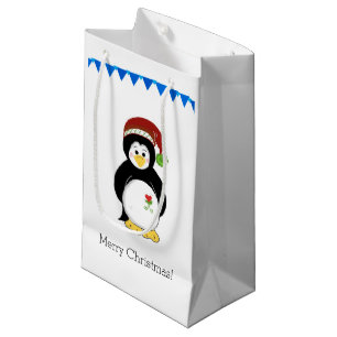 Penguin in a Santa Hat Small Gift Bag
