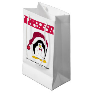 Penguin in a Santa Hat Small Gift Bag