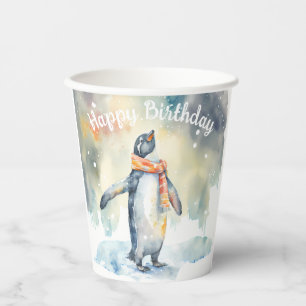 Penguin in a snowy Landscape -  Birthday Party - Paper Cups