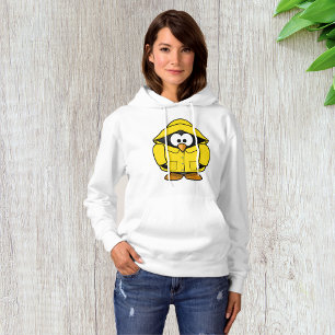 Penguin In A Yellow Raincoat Womens Hoodie