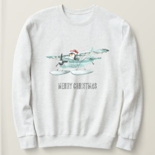 Penguin in Aeroplane Christmas Sweatshirt
