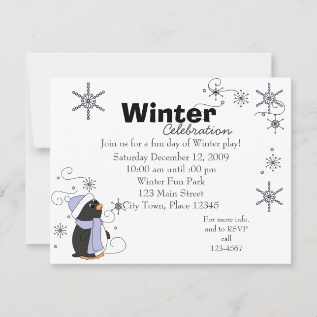 Penguin in Awe Invitation (Front)