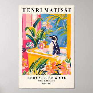 Penguin In Bathtub Poster, Matisse Art Print, Pink Poster