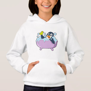 Penguin in Bathtub with Duck