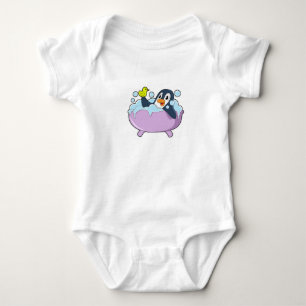 Penguin in Bathtub with Duck Baby Bodysuit