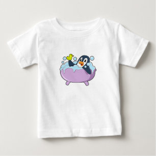 Penguin in Bathtub with Duck Baby T-Shirt