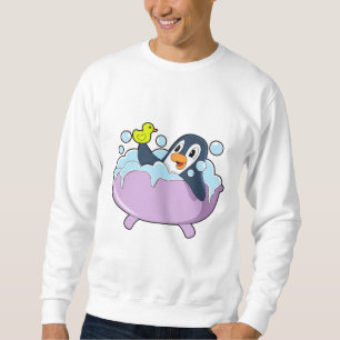 Penguin in Bathtub with Duck Sweatshirt