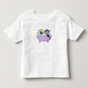 Penguin in Bathtub with Duck Toddler T-Shirt