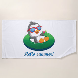 Penguin in Croatia Beach Towel