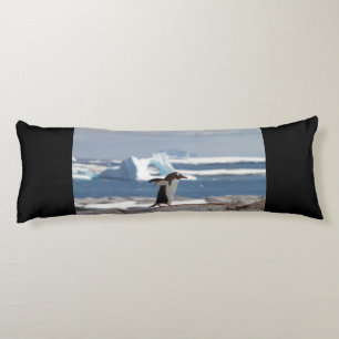 Penguin in front of an ice arch body cushion