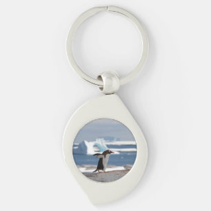Penguin in front of an ice arch key ring