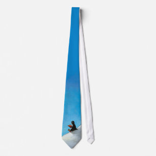 Penguin in glasses reading a book fun art tie