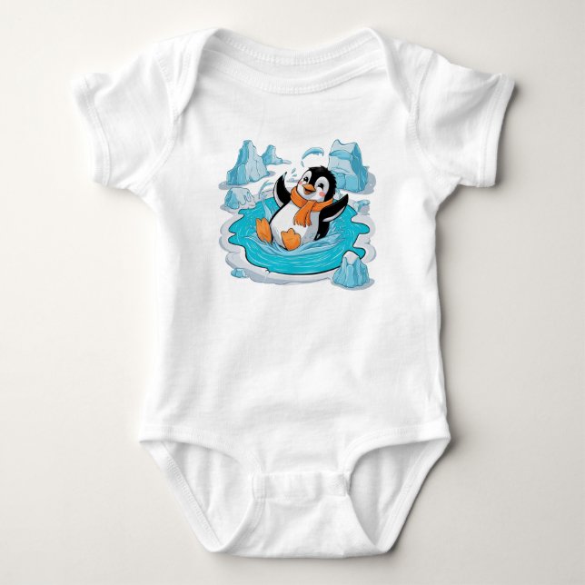 Penguin in Ice Baby Bodysuit (Front)