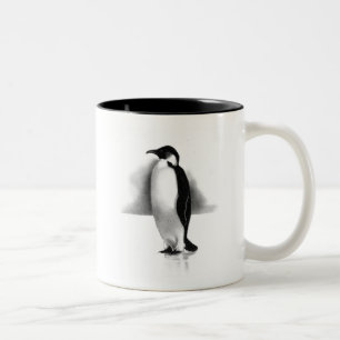 PENGUIN IN PENCIL: REALISM ART Two-Tone COFFEE MUG