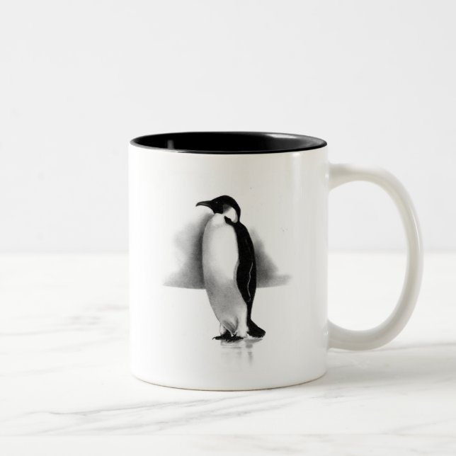 PENGUIN IN PENCIL: REALISM ART Two-Tone COFFEE MUG (Right)