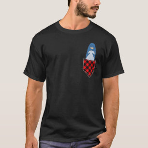 Penguin In Pocket Penguin Red Plaid Christmas T-Shirt