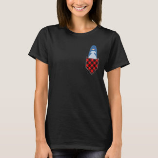 Penguin In Pocket Penguin Red Plaid Christmas T-Shirt
