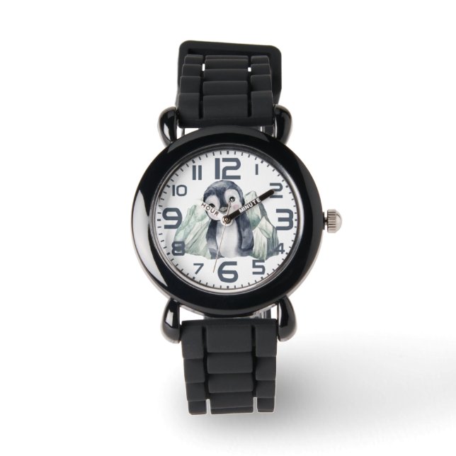 Penguin In Winter With Numbers Watch (Front)