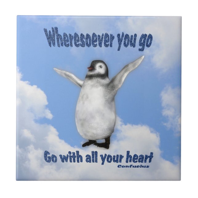 Penguin Inspirational Confucius Quote  Tile (Front)