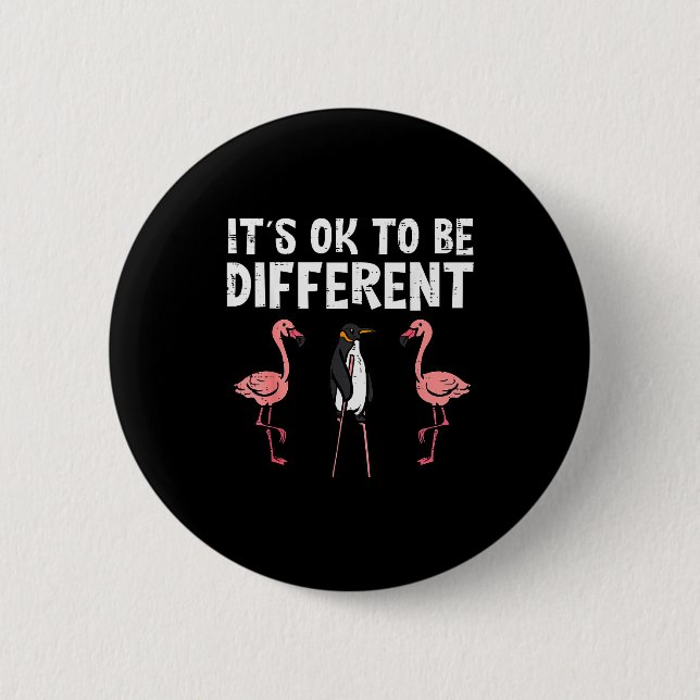 Penguin Its Okay To Be Different Flamingo Men Wome 6 Cm Round Badge (Front)