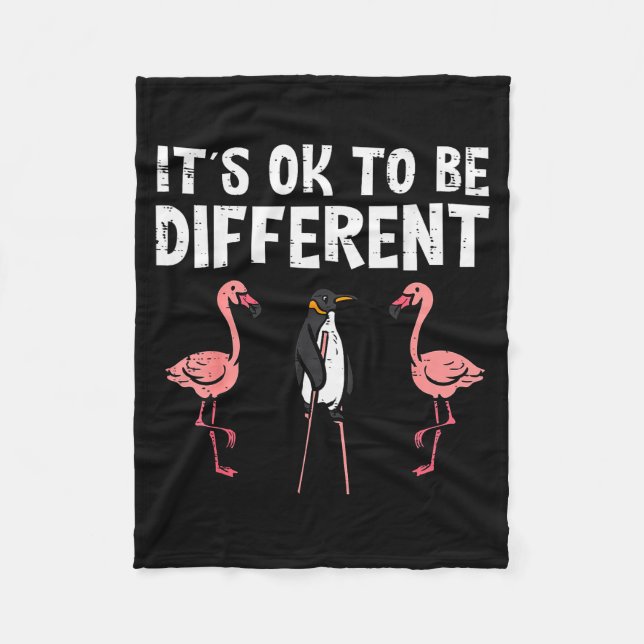 Penguin Its Okay To Be Different Flamingo Men Wome Fleece Blanket (Front)