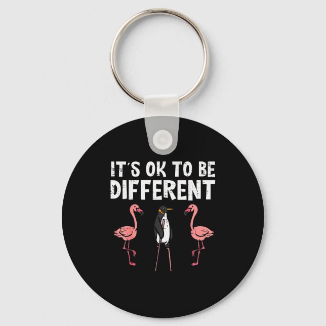 Penguin Its Okay To Be Different Flamingo Men Wome Key Ring (Front)