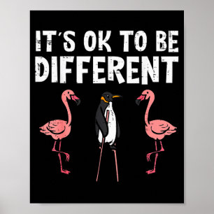 Penguin Its Okay To Be Different Flamingo Men Wome Poster