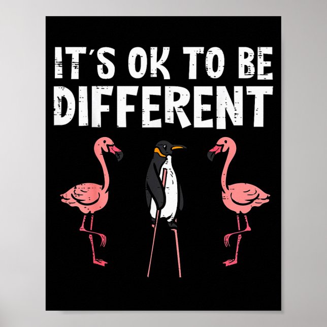Penguin Its Okay To Be Different Flamingo Men Wome Poster (Front)