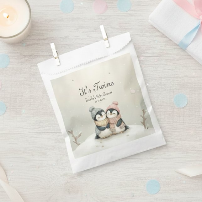 Penguin Its Twins Baby Shower Winter Theme   Favour Bags (Creator Uploaded)