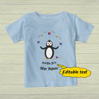 Penguin juggling cupcakes custom text