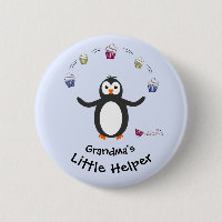 Penguin juggling cupcakes little helper blue