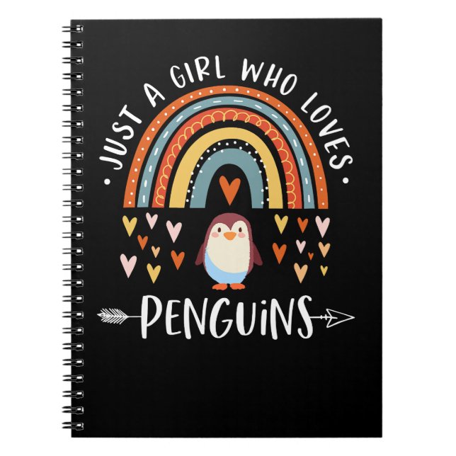 Penguin Just A Girl Who Loves Penguins Rainbow Pen Notebook (Front)