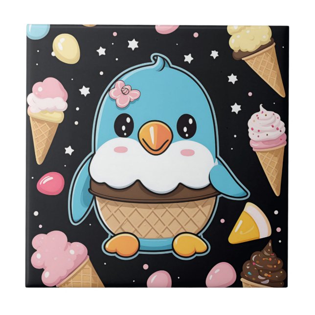 Penguin Kawaii Ice Cream Tile (Front)
