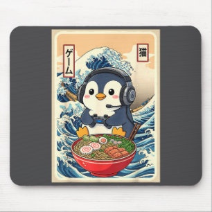 Penguin Kawaii Japanese Ramen Noodle Retro Gaming  Mouse Mat