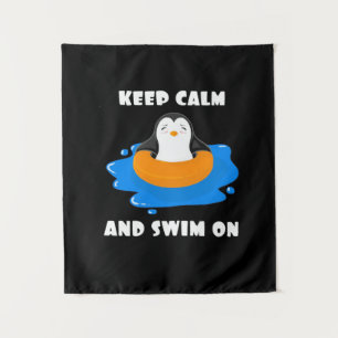 Penguin Keep Calm And Swim On Tapestry