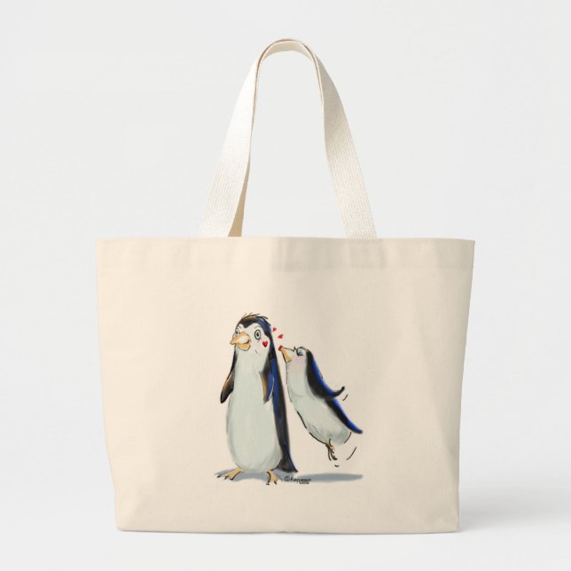 PeNgUiN KiSs Large Tote Bag (Front)