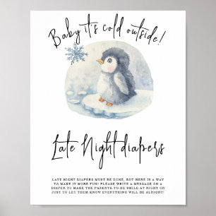 Penguin - Late Night diapers Poster