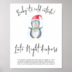 Penguin - Late Night diapers Poster